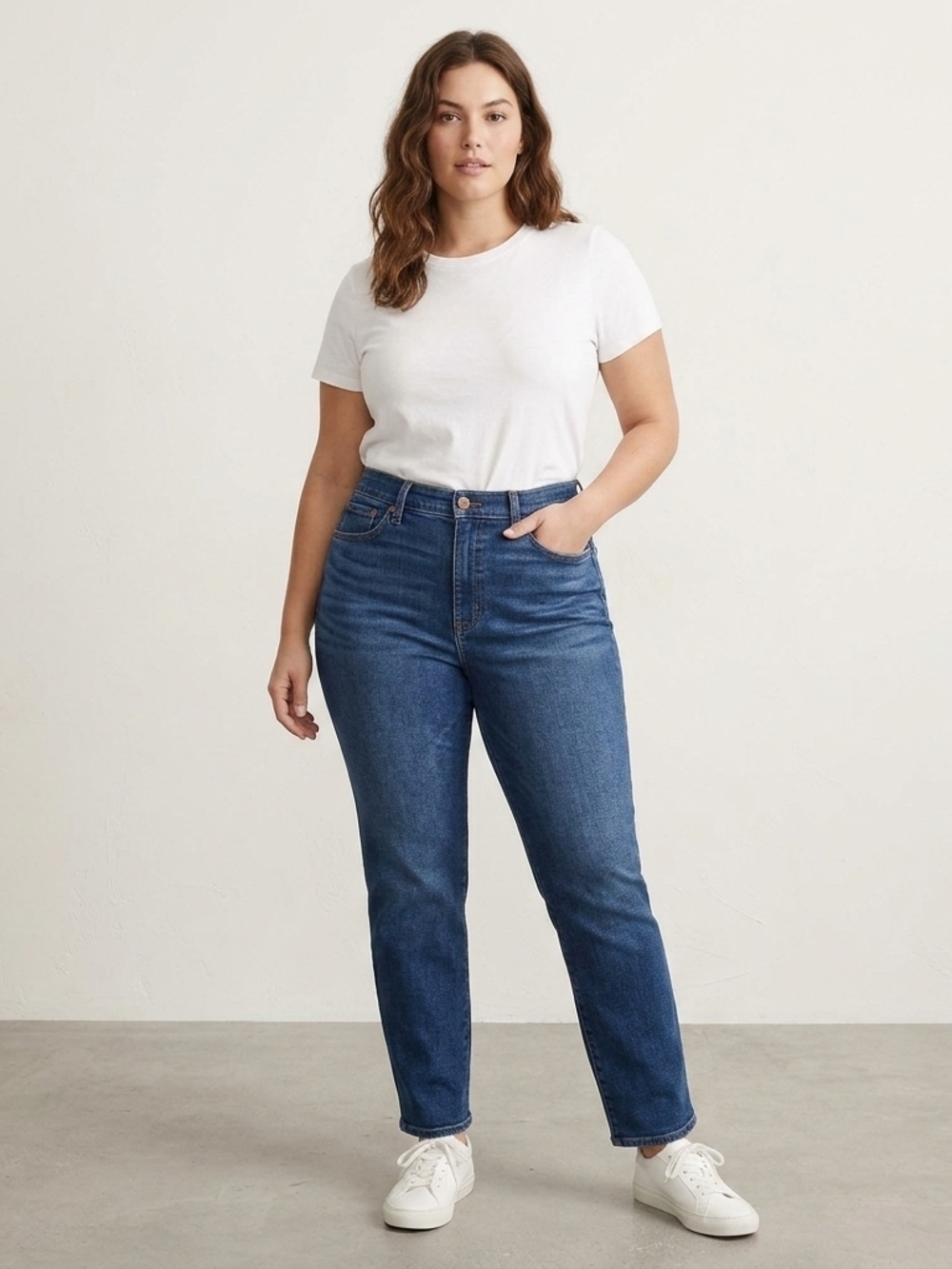J. Crew Straight-Leg High-Rise Jeans in Medium Blue Wash